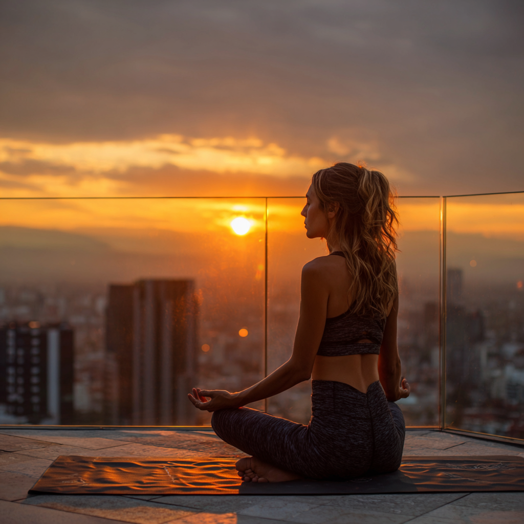 Žena cvičí jogu na podložke v svetlej miestnosti — pozícia pre pohyblivosť kolien